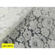 LACE WHITE FLORAL FABRICS 56 INCHES WIDTH