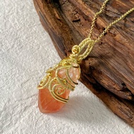 【頂級石榴石】芬達石天然水晶項鍊 / 橘色原石