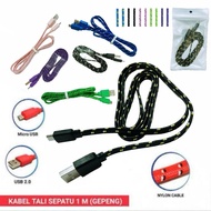 1M Micro Data Cable Shoelace Model Flat Data Cable Shoelace + Pack