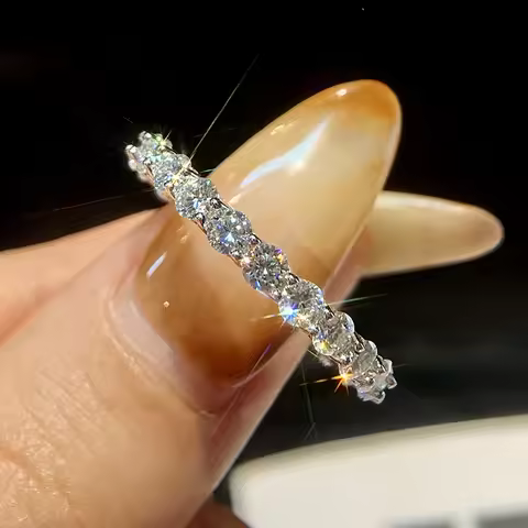 KNB 2.2ct-7ct D Color Moissanite Diamond Rings for Women Fine Jewelry 925 Sterling Sliver Eternity B