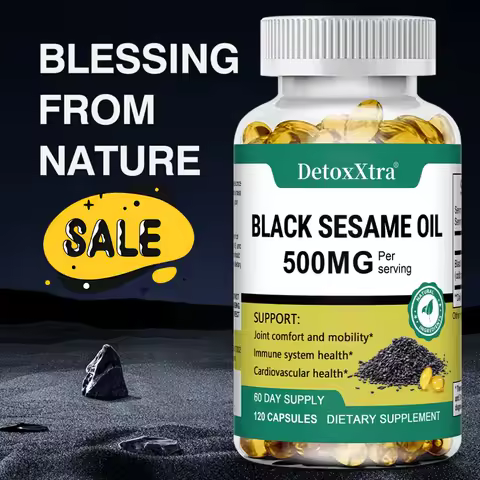 Black Sesame Oil Capsules - 500mg, Cold Pressed, with Omega 3 6 9 for Hair Growth Immune Support Joi