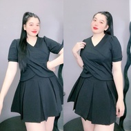 BigSize (58kg-95kg)Áo Thun Nữ Vạc Chéo Gân Tăm Tôn DángÁo Thời Trang Big Size Cổ Chữ V Mã G36