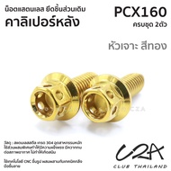 ชุดน็อตเลส ยึดคาลิเปอร์เบรคหลัง เดิม PCX160 งานสแตนเลส ชุดสี ปั้มเบรคหลัง PCX160 งานเลสแท้ ราคาชุด 2ตัว