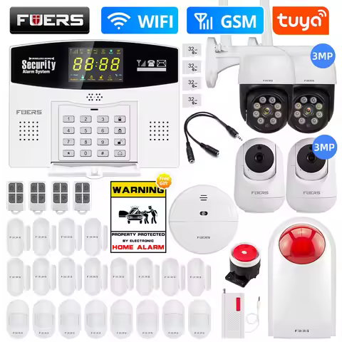 Fuers W210 Tuya Smart Alarm System Kit WIFI GSM Burglar Alarm Smart Home Alarm System Color LCD Disp