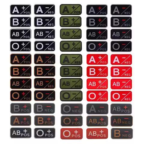 1PC Small Size 5x2.5cm (1x2inch) PVC Rubber Blood Type Group Patches Military Patch