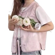 ชุดเด็กผู้หญิงสไตล์จีนย้อนยุคฤดูร้อนใหม่มาถึงแฟชั่นปุ่มไม่มีแขนเสื้อยืดชาวบ้านเสื้อผ้าเด็ก Hanfu
