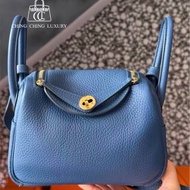 🌈Hermes💙Mini Lindy一代💙S4深邃藍金扣🌟98.5新🌟TC皮🌟