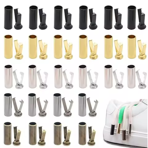 50 Sets 5 Colors Shoelace Tips Alloy Shoelace Head for DIY Shoe Laces Tips Protector Alloy Shoelace 