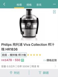 飛利浦 榨汁機 Philips Viva Collection Juicer HR1836