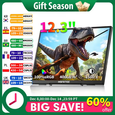 HGFRTEE 12.3inch Portable Monitor 3:2 400Cd/m² 100%sRGB second screen Gaming Extended Display for Ma