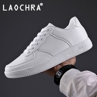 LAOCHRA Unisex White  Shoes For Men Leather Korean Style Lace Up Sport Shoes Fashion Sneakers Mens Student Casual Shoes Big Size 36-48