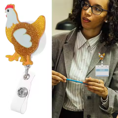 Chicken Retractable Badge Reel Cute Core Badge Clip Nurse Doctor Assistant Nursing Student Teacher I