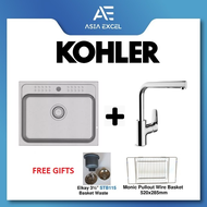 KOHLER ALEO #580 SINGLE BOWL STAINLESS STEEL KITCHEN SINK + KOHLER ALEO SINGLE LEVEL KITCHEN SINK MI