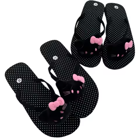 Hello Kitty Cartoon Flip-flops for Women Summer Outerwear Soft-soled Versatile Girls Slippers Beach 