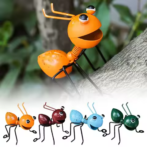 Metal Ants Garden Decoration, Fence Lawn Bedroom Living Room Hanging Wall Decoration, 3D Sculpture A