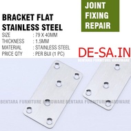 (0_0) 8CM Plat Stainless Steel Persegi 80X40MM - Rata Lurus Bracket