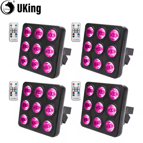 U'King 4Pcs/Set 30W Square Par Lights 9X10W RGBW LEDs Stage Effect Lighting DMX512 Strobe Lights For