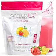 AgelessLX Powder Supplement for Women - with HMB Collagen Enhancer Plus Vitamin D3 with K2, Horsetail and Biotin for Lean Muscle and Stronger Hair and Nails - 30 Powder Packets Strawberry Lemonade