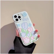 Korean Butterfly Tulips Air Cushion Bubble Phone Case for OPPO Reno 3 4 5 7Z 8 8Z Pro 5G R15 R17 A96 5G Realme Nazo 50 5G Soft Silicone Shockproof Protective Cover