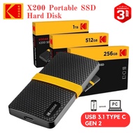 KODAK X200 SSD External Hard Disk 512GB/ 1 TB/ Type C 3.1 External SSD/ Hard Drive External/ Portabl
