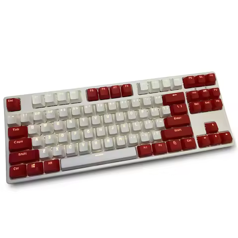 Red White 87 Keycaps, PBT Material OEM Height Mechanical Keyboard Keycaps, Double Backlit Characters