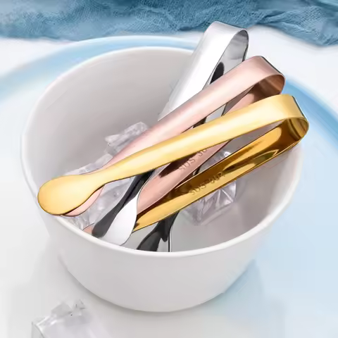 1pcs Stainless Steel Ice Tongs - Professional Sugar Cube & Food Tongs for Restaurants, Hotels & Home