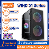 INPLAY Micro Atx PC Case Computer Case With  Fan 3 Fan Slot USB I/O Port Acrylic Side Panel WIND01