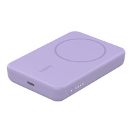 【Belkin】 磁吸式無線充電行動電源5000mAh(贈USB-C轉USB-C)(黑/白/粉/紫)/ 紫