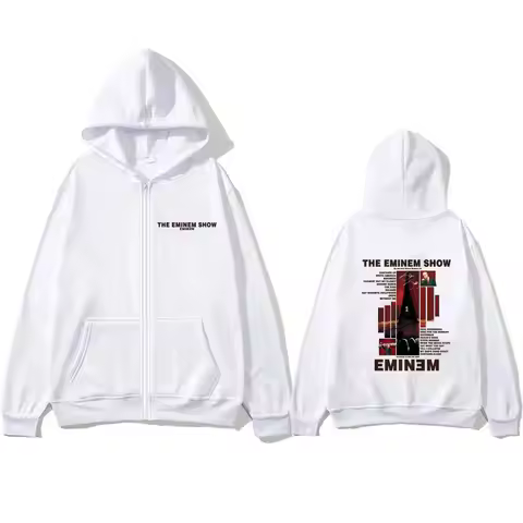 Rapper Eminem The Eminem Show Graphic Zipper Hoodie Men Women Fashion Hip Hop Oversized Zip Up Jacke