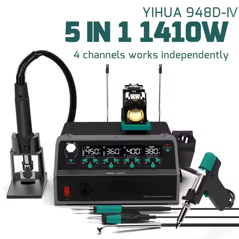 YIHUA 948D-IV 1410W 5 in 1 Soldering Station With C245 Soldering Iron Hot Air Handle Tweezers Iron S