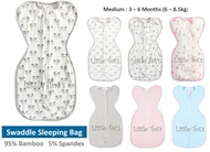 (3 - 6 Months) Baby Swaddle (Bamboo) Sleeping Bag Swaddle Zip Sleep Bag Newborn Swaddle