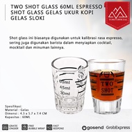 TWO SHOT GLASS 60ML ESPRESSO SHOT GLASS COFFEE MEASURING GLASSES SLOKI GLASSES