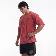 [HDEX] Core Back Logo Gint Fit Washed Retro Style Short Sleeve Top Dark Red