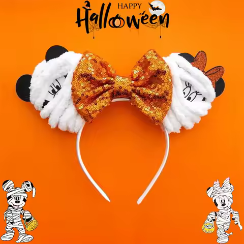 Disney Mummy Mickey Ears Hair Accessories Women Happy Halloween Headbands Kids Bandage Minnie Mouse 