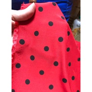 C425 - Red + black polka dot silk fabric, no stretch