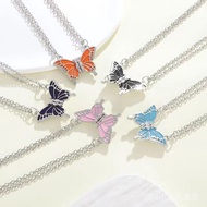 Colorful Friendship Necklace for Besties, Magnetic Couple Necklace, Oil Drop Butterfly Magnetic Neck