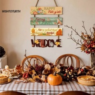 ☼WT Rustic Fall Wall Art Pumpkin Hanging Sign Rustic Fall Pumpkin Door Sign Set Wooden Scarecrow Wal