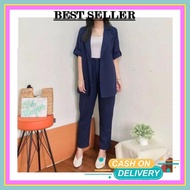 Blazer Women Korean One Set Blazer Outerwear Casual Formal Quality Korean Style Blazer Import Contemporary Jas Women Outer Trendy Office Clothes Premium Latest Tops High Quality Mesya Set 2In1/suit Blazer And Pants