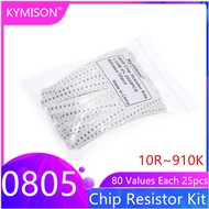 2000pcs 0805 chip resistor kit 80 Values Each 25pcs 0805 5% 10R~910K SMD SMT Resistor capacitor Kit 