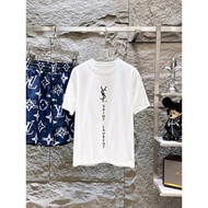 YSL/Saint Laurent Summer Short-Sleeved T-Shirt Large Size Classic Style Japanese Style Western Style