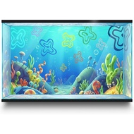 Aquarium Background Stickers for 5-10 Gallon Tanks, Cartoon Underwater Self-Adhesive Fish Tank Repti