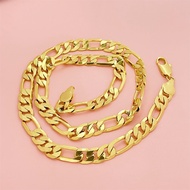 new Luxury 24K 9999 Pure Gold real gold 10MM boss necklace mens and womens universal geometric neckl
