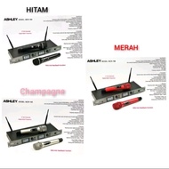 Mic wireless ASHLEY  MCR168 with anti feedback function(MERAH,HITAM,CHAMPAGNE)