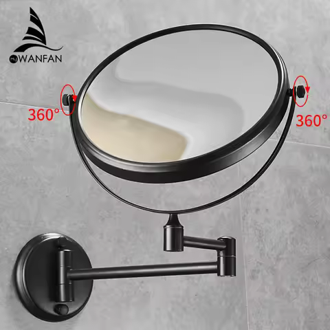 Bath Mirrors 8' Round Wall Makeup Mirror 3X1 Magnifying Mirrors Black Brass Double Side Beauty 360 R