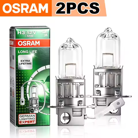 OSRAM 2Pcs Original H3 Car Halogen Headlight Bulb Longlife 12V 55W 64151 PK22s Standard Light Fog La