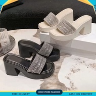 HNK STORE - NEWEST WEDGES SLOP SANDALS BEAD MODELWanita 8CM ANTISLIP TOFU HEELELEGAN FS 288