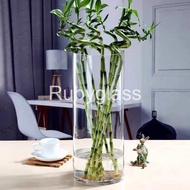 Round cylindrical glass flower vase D12 x H 25cm, basic plain cylindrical glass flower arrangement, 