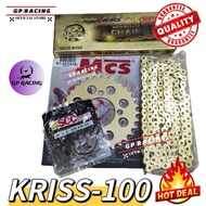 SPROCKET SET 415 MODENAS KRISS 100 RANTAI SCC GOLD CHAIN "GP RACING"