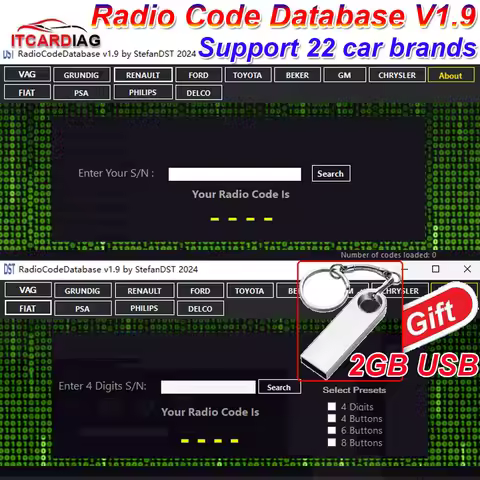 Radio Code Database V1.9 Radio Code Calculator Unlock Car Radio Code for VW/Ford/Audi/Toyota etc Sup