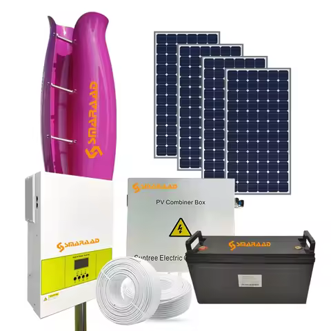 Hybrid 5KW Solar & Wind Power System Home Use Tulip Flower Vertical 300W to 2KW Wind Turbines Genera